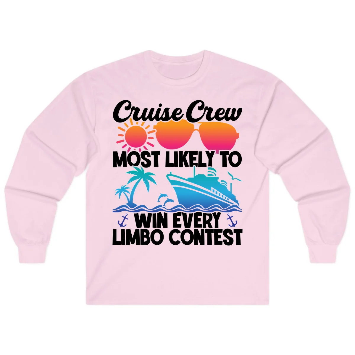 Cruise Crew Limbo Contest Long Sleeve Shirt in Light Pink