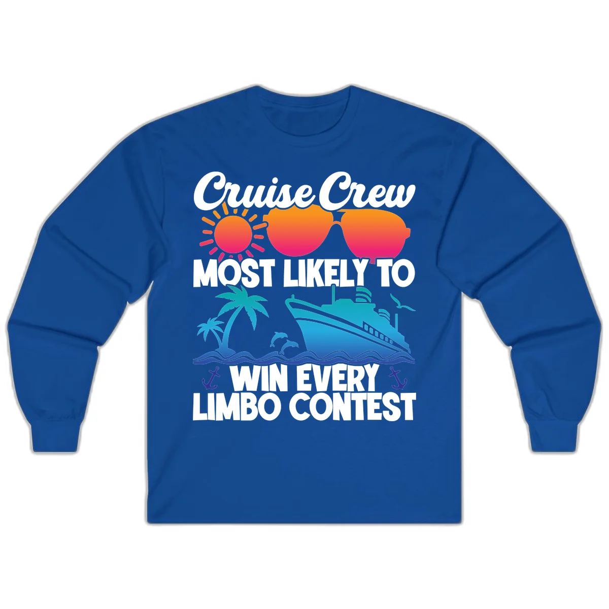 Cruise Crew Limbo Contest Long Sleeve Shirt in Royal