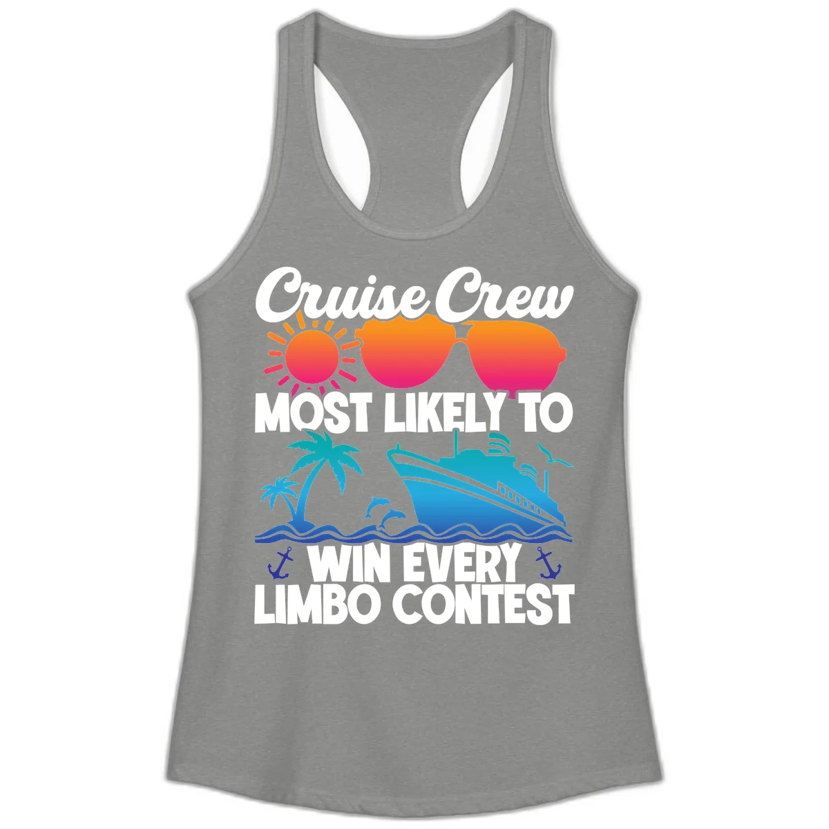 Cruise Crew Limbo Contest Ladies Tank Top in Heather Grey