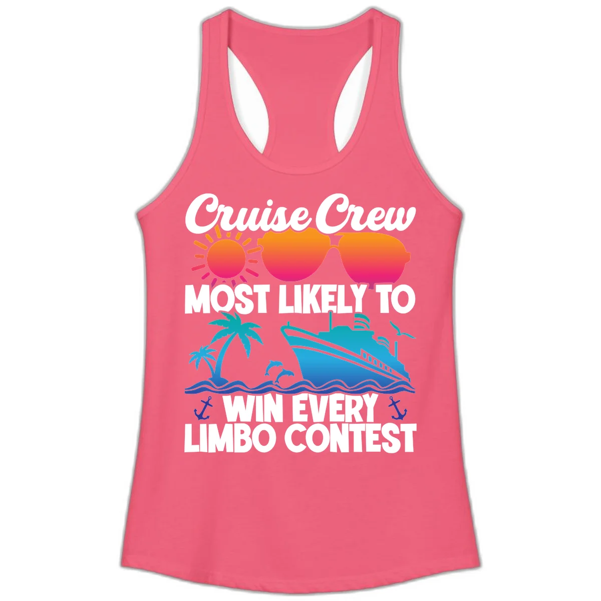 Cruise Crew Limbo Contest Ladies Tank Top in Hot Pink