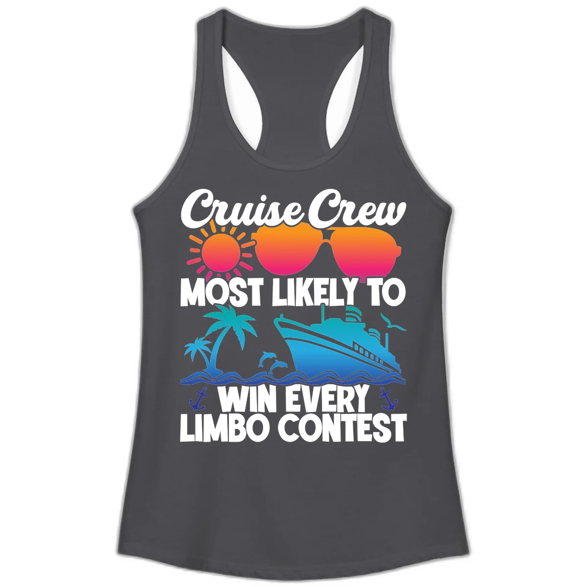 Cruise Crew Limbo Contest Ladies Tank Top in Solid Dark Gray