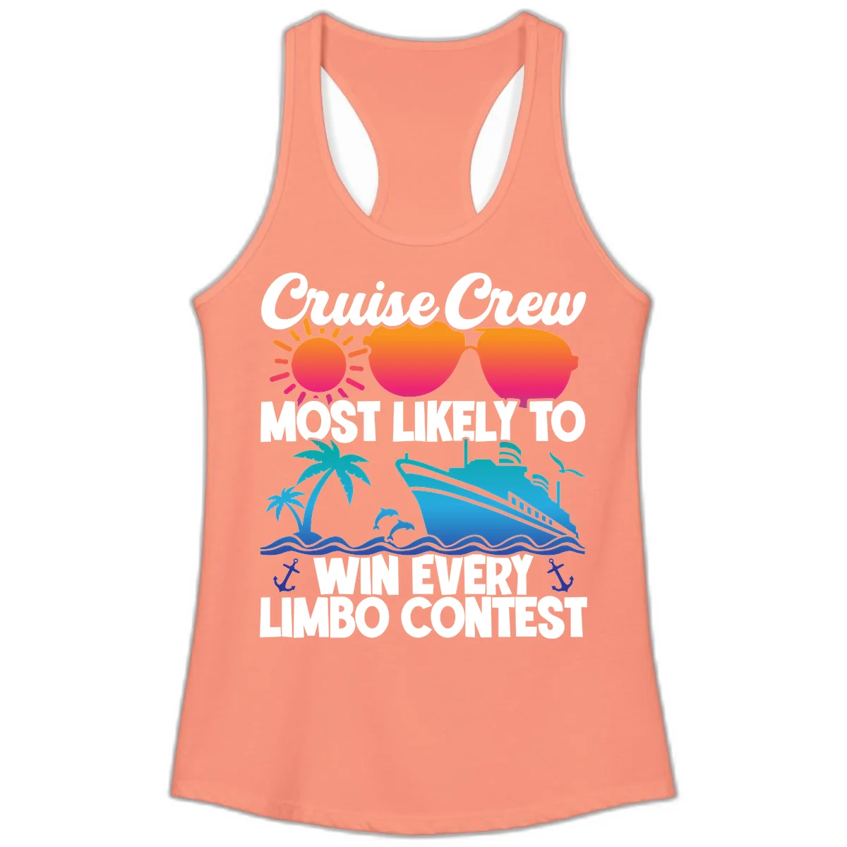 Cruise Crew Limbo Contest Ladies Tank Top in Solid Light Orange