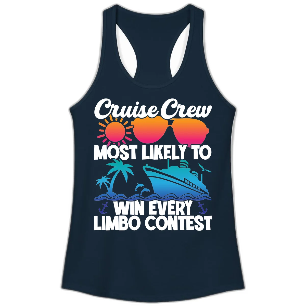 Cruise Crew Limbo Contest Ladies Tank Top in Solid Midnight Navy