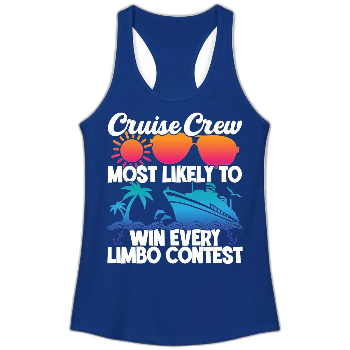 Cruise Crew Limbo Contest Ladies Tank Top in Solid Royal