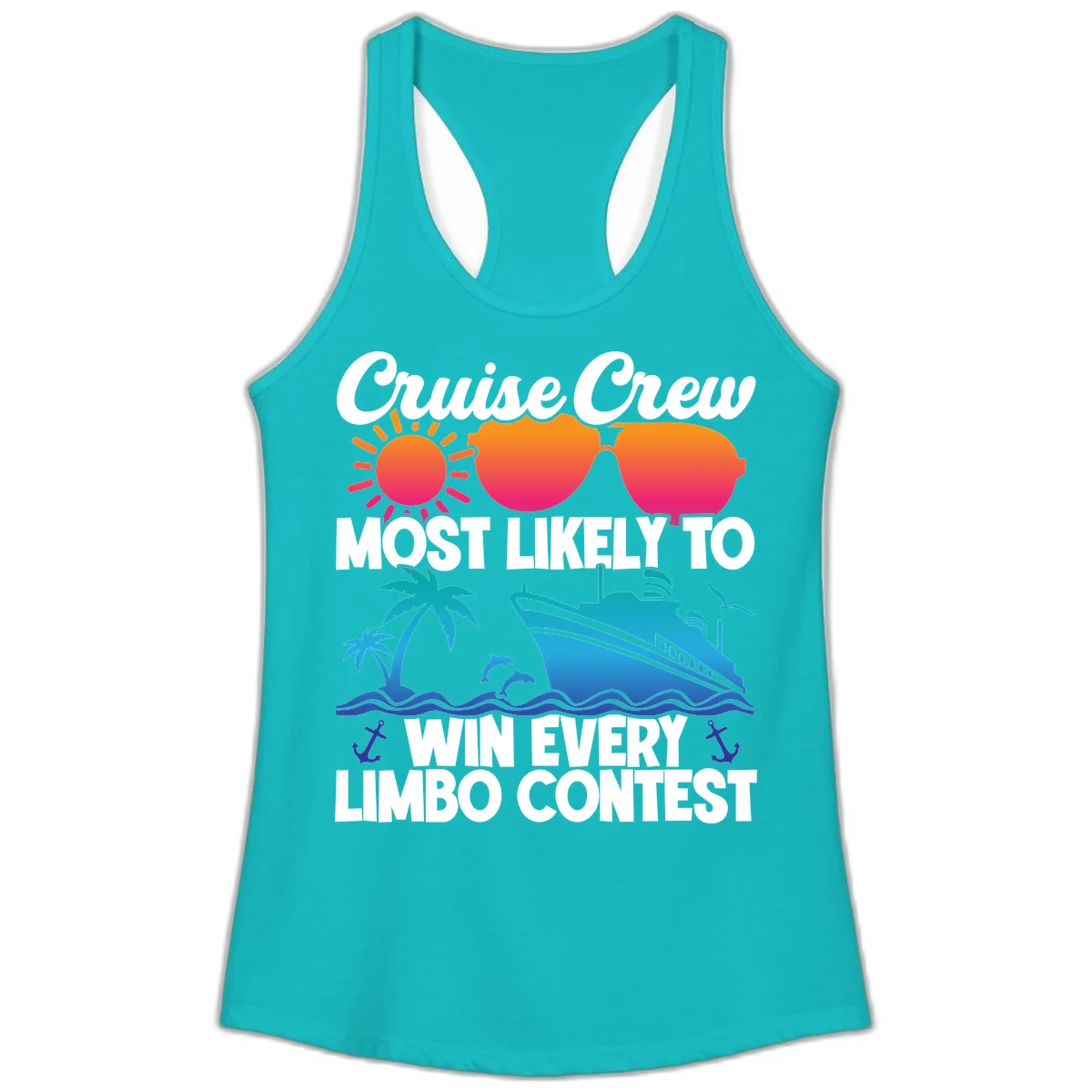 Cruise Crew Limbo Contest Ladies Tank Top in Tahiti Blue