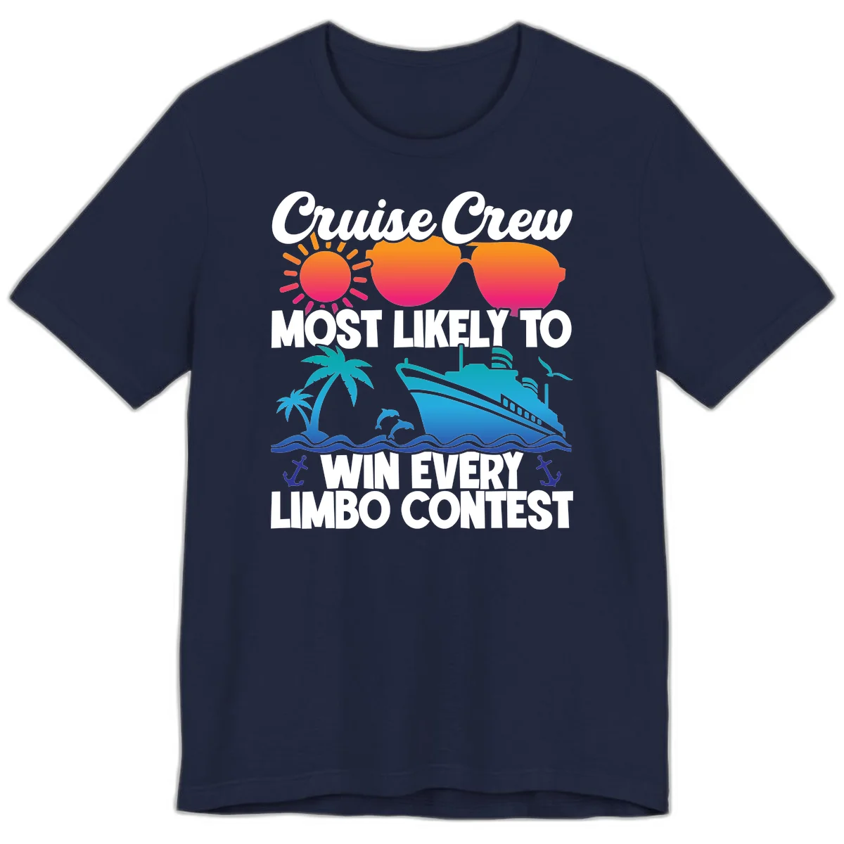 Cruise Crew Limbo Contest Funny Vacation Premium T-Shirt in Navy