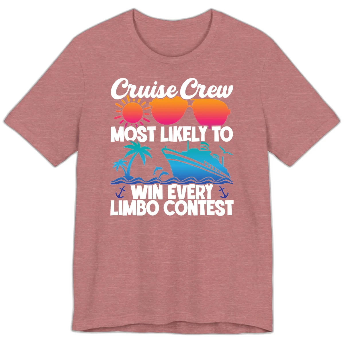 Cruise Crew Limbo Contest Funny Vacation Premium T-Shirt in Heather Mauve