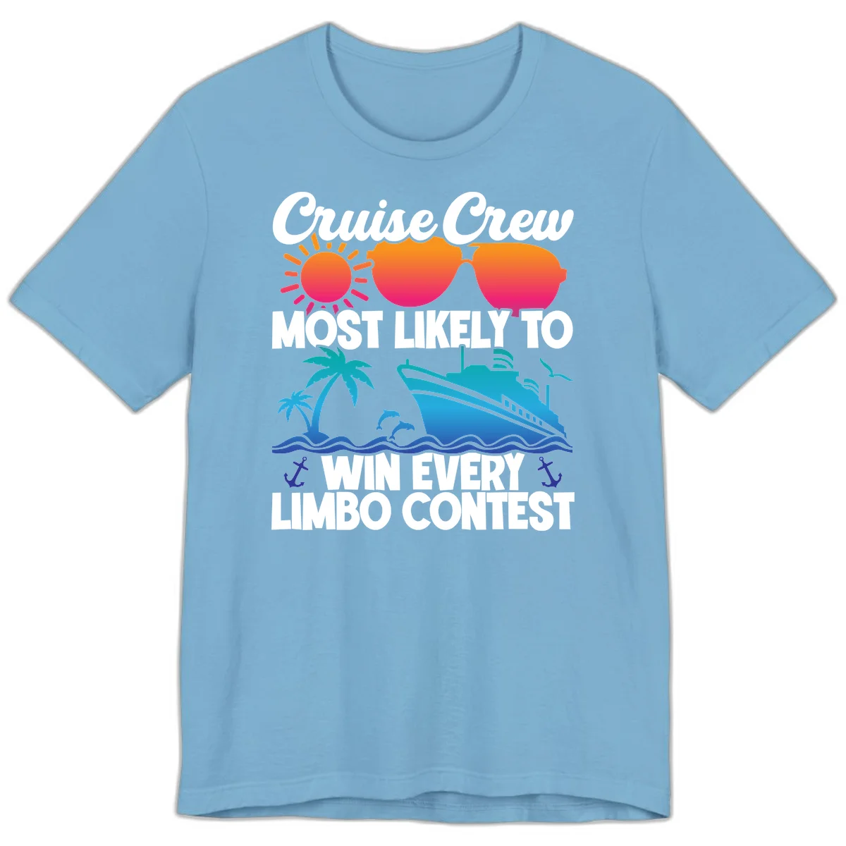 Cruise Crew Limbo Contest Funny Vacation Premium T-Shirt in Ocean Blue