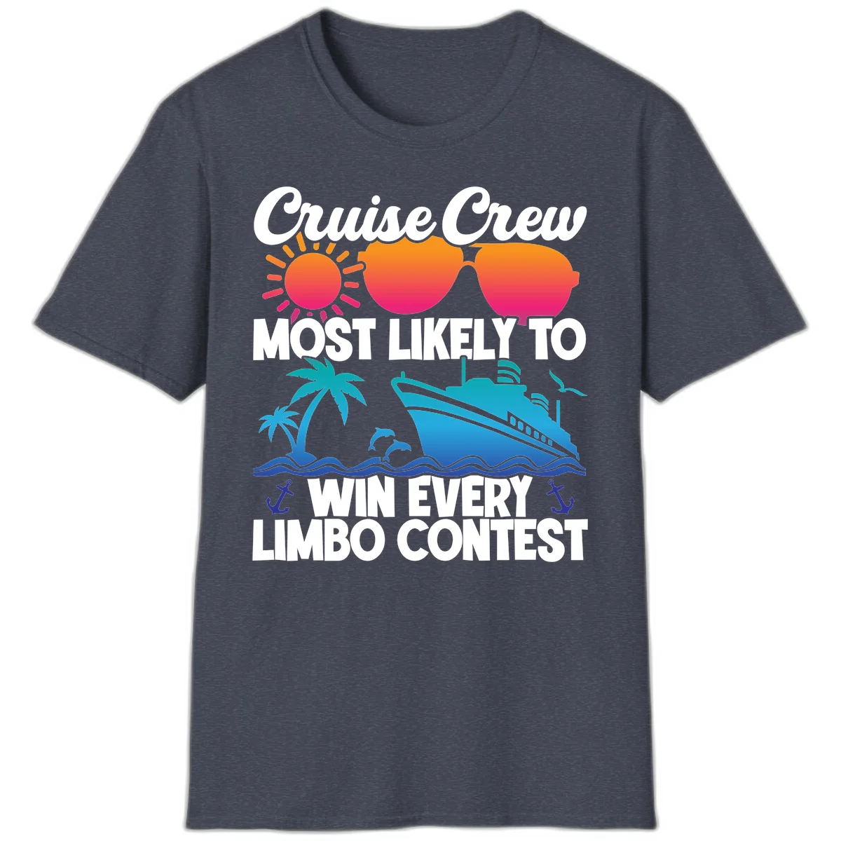 Cruise Crew Limbo Contest T-Shirt in Heather Navy