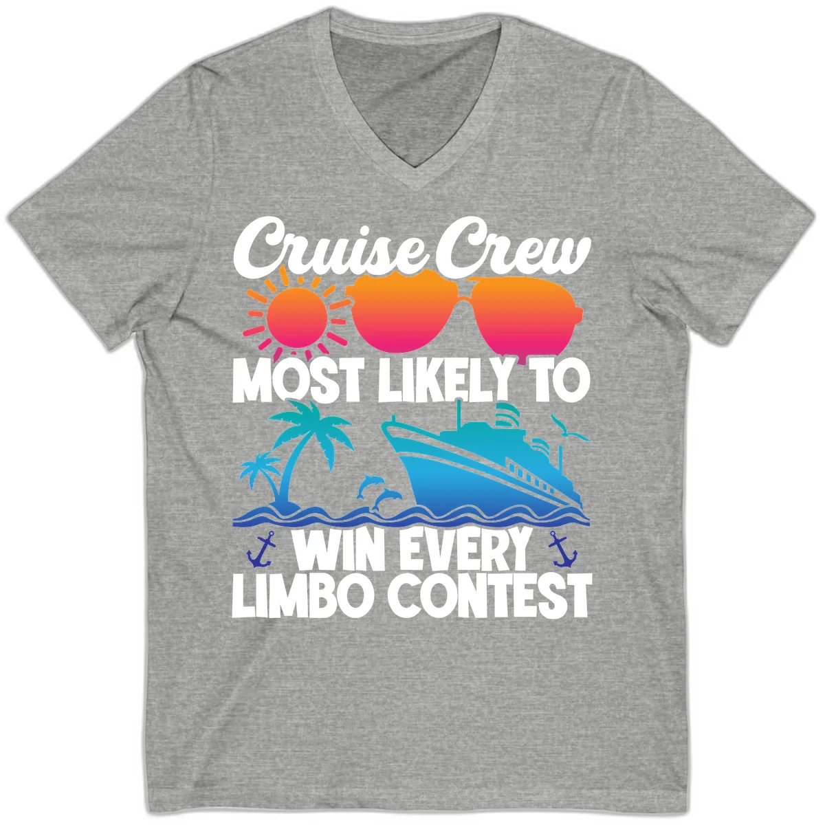 Cruise Crew Limbo Contest V-Neck T-Shirt in Athletic Heather
