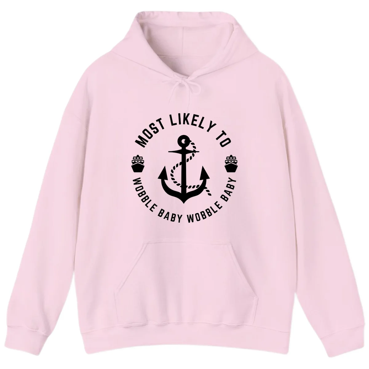 Most Likely To Wobble Baby Wobble Hoodie in Light Pink