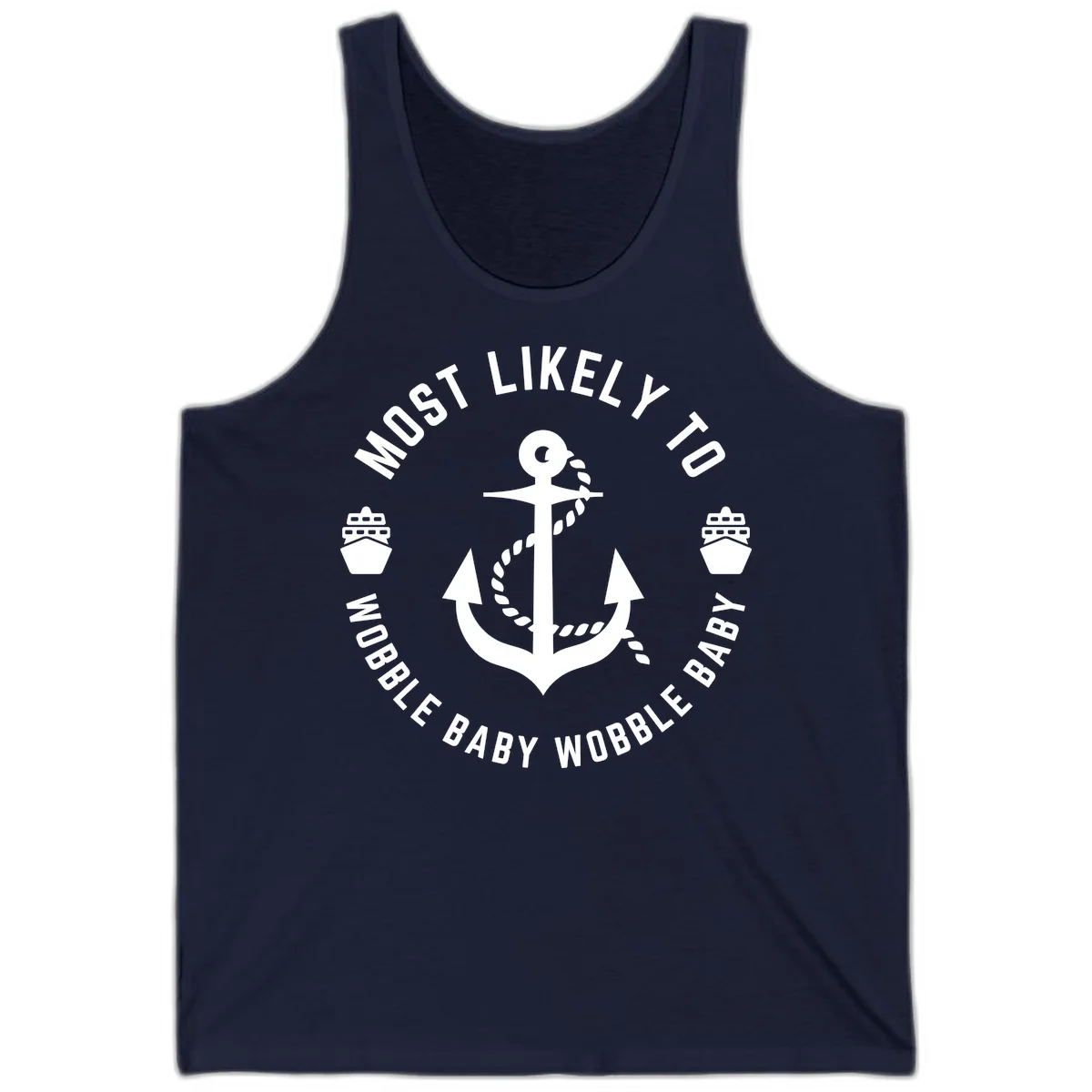 Most Likely To Wobble Baby Wobble Tank in Navy