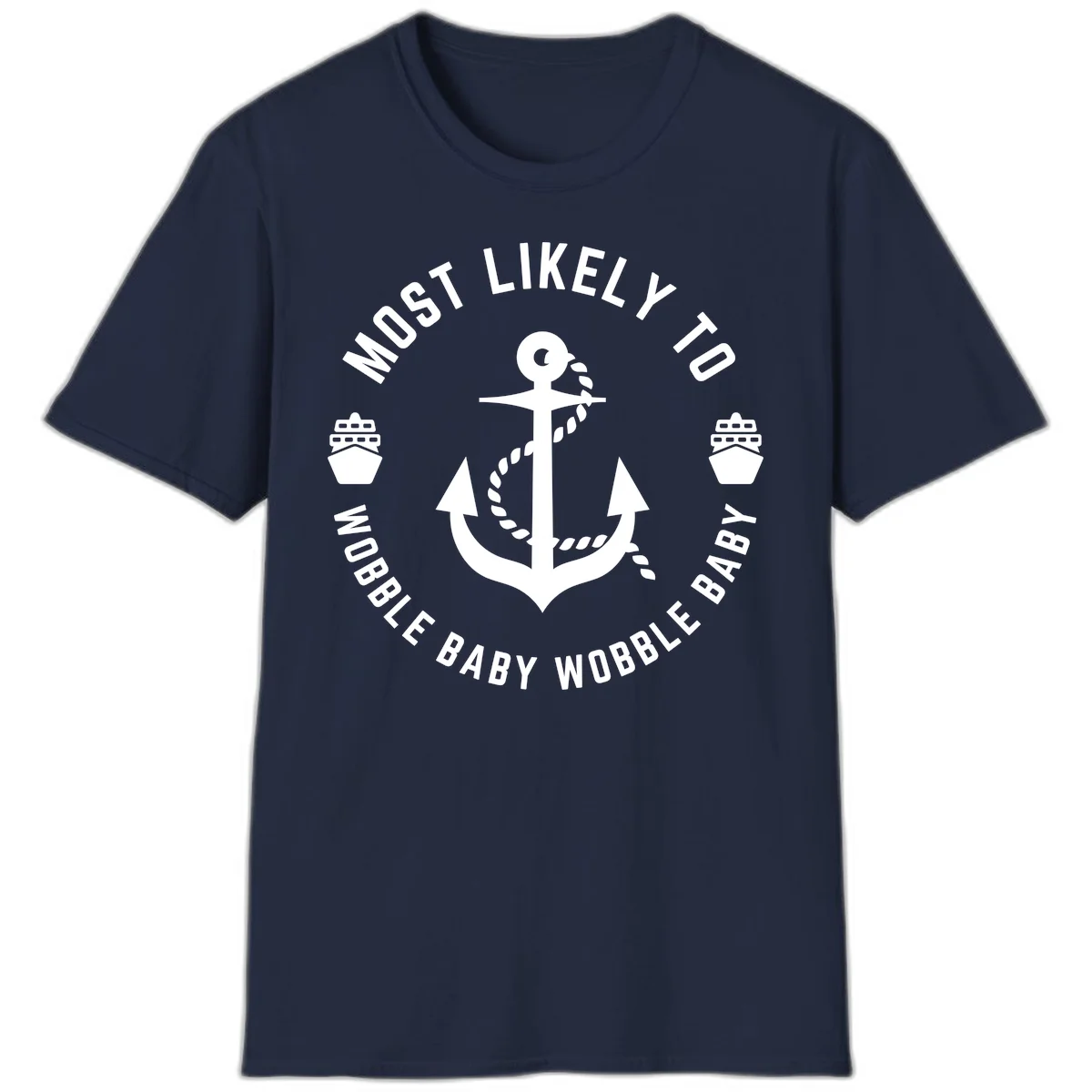 Most Likely To Wobble Baby Wobble T-Shirt in Navy