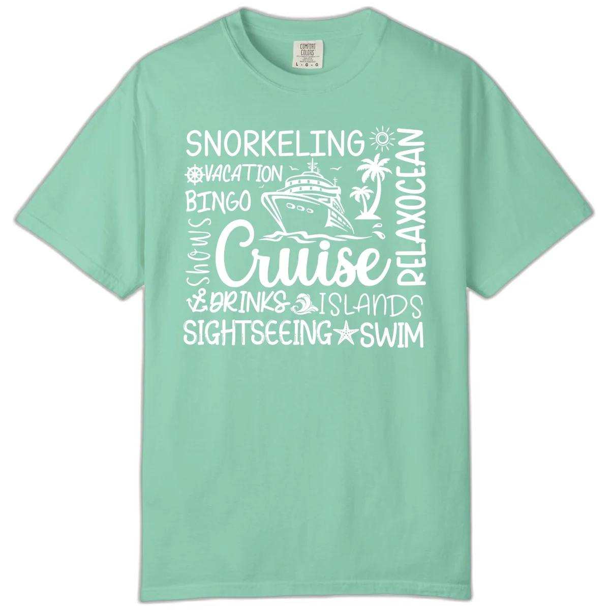 Cruise Word Cloud Vacation Comfort Color in Island Reef