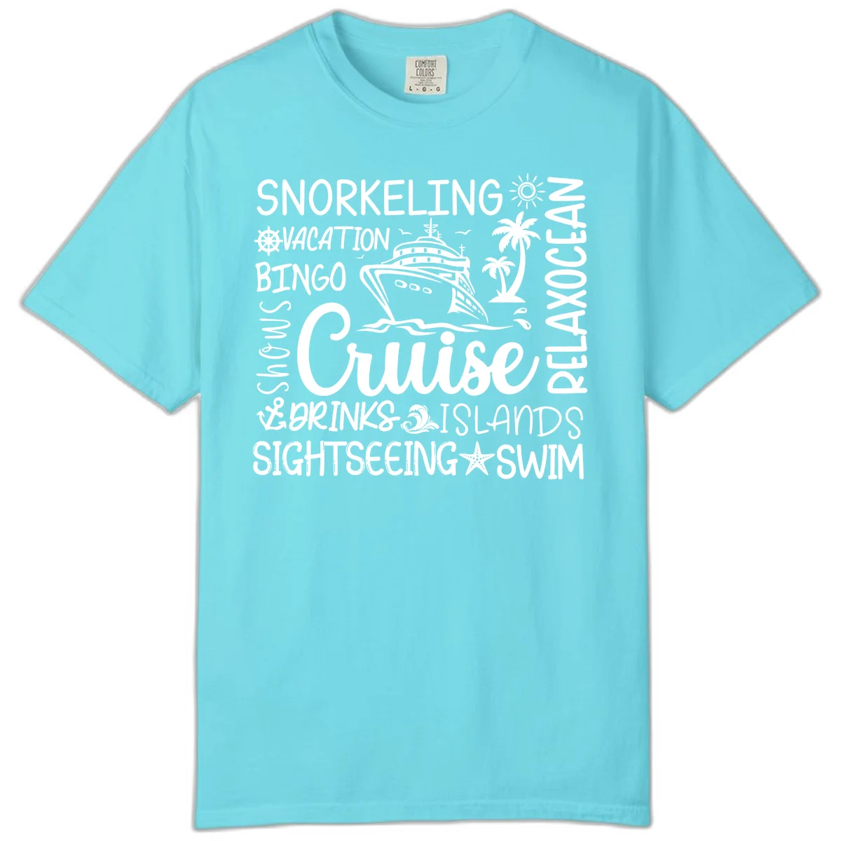 Cruise Word Cloud Vacation Comfort Color in Lagoon Blue