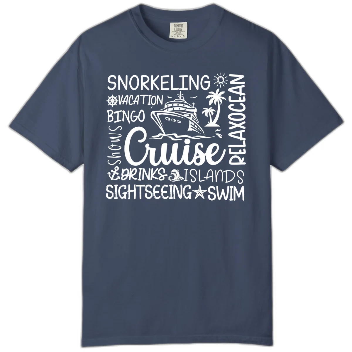 Cruise Word Cloud Vacation Comfort Color in Midnight