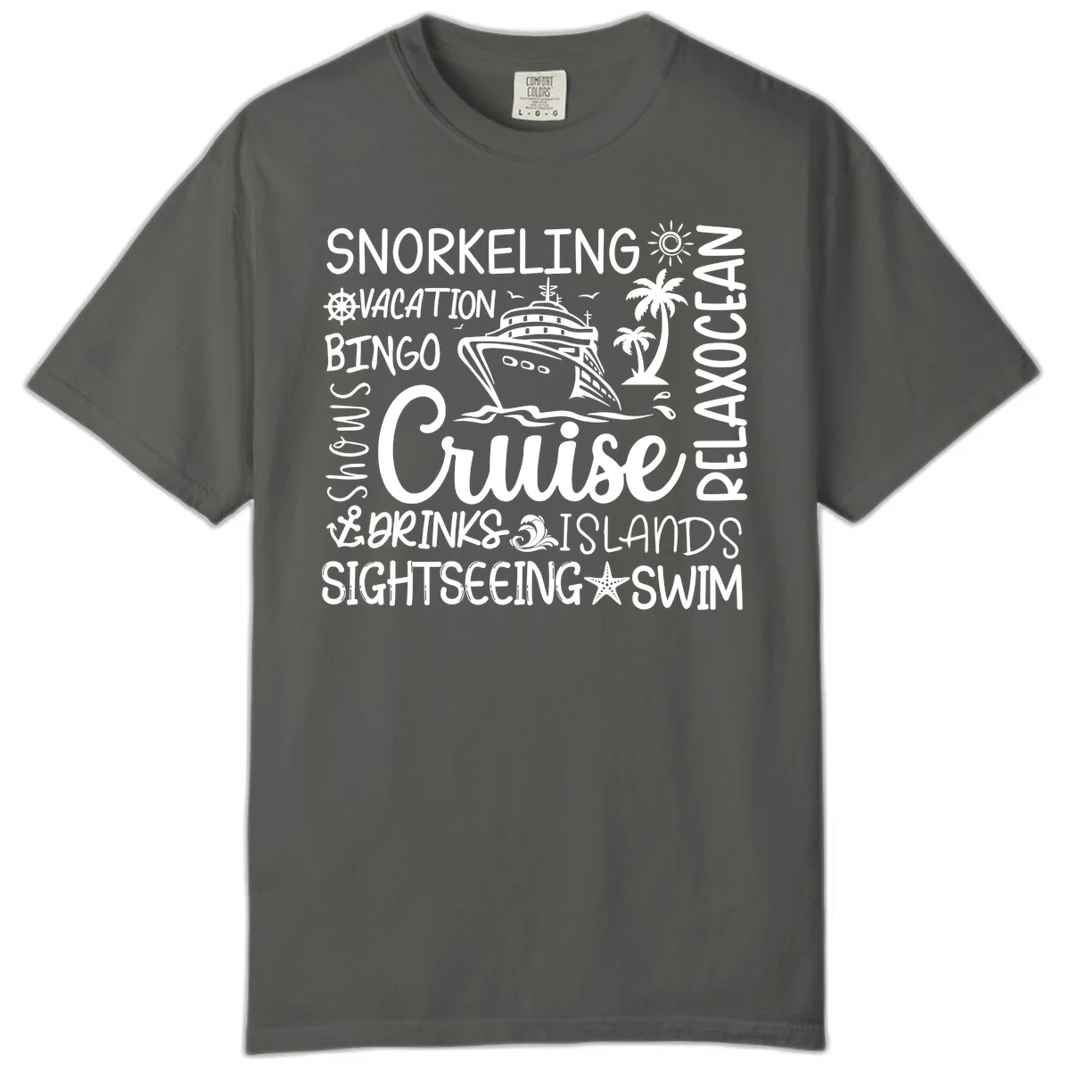 Cruise Word Cloud Vacation Comfort Color in Pepper