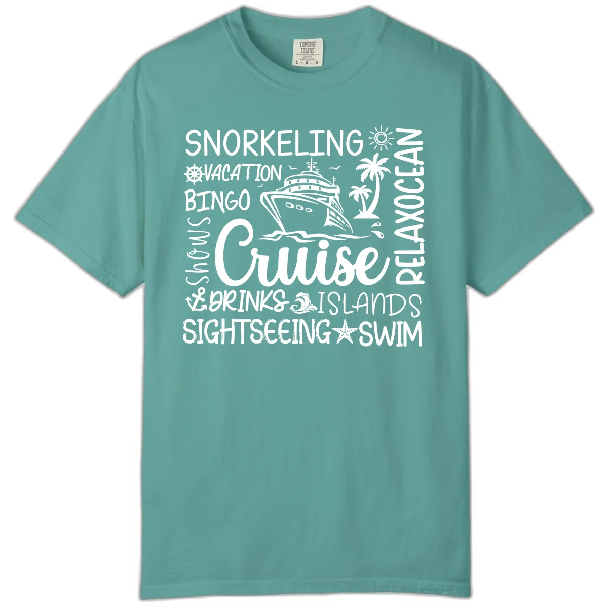 Cruise Word Cloud Vacation Comfort Color in Seafoam