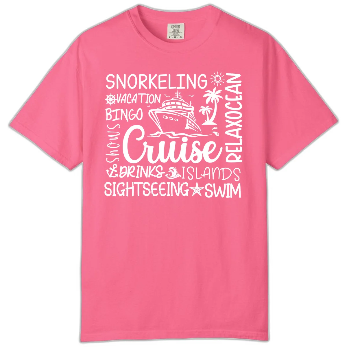 Cruise Word Cloud Vacation Comfort Color in Crunchberry