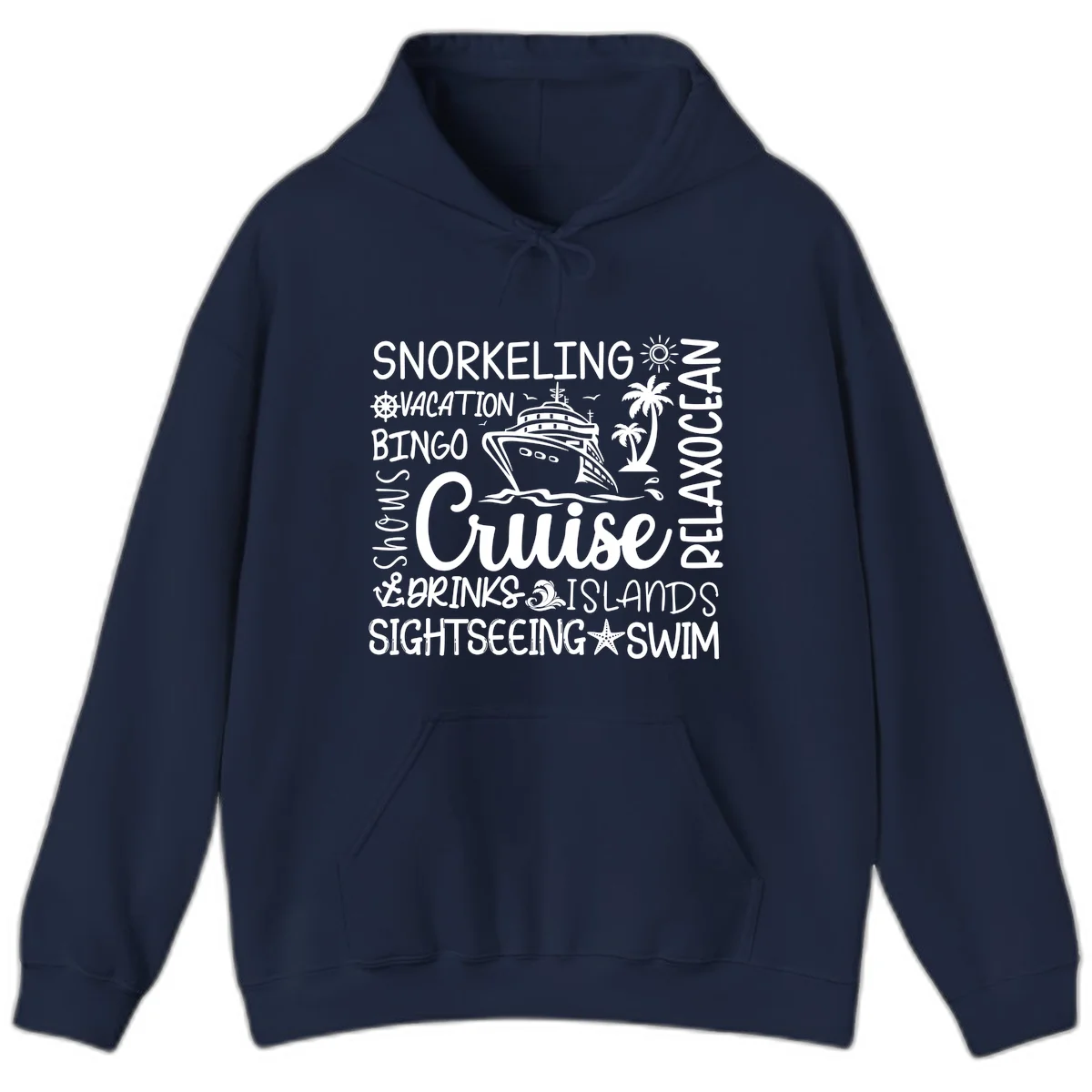 Cruise Word Cloud Vacation Hoodie in Navy