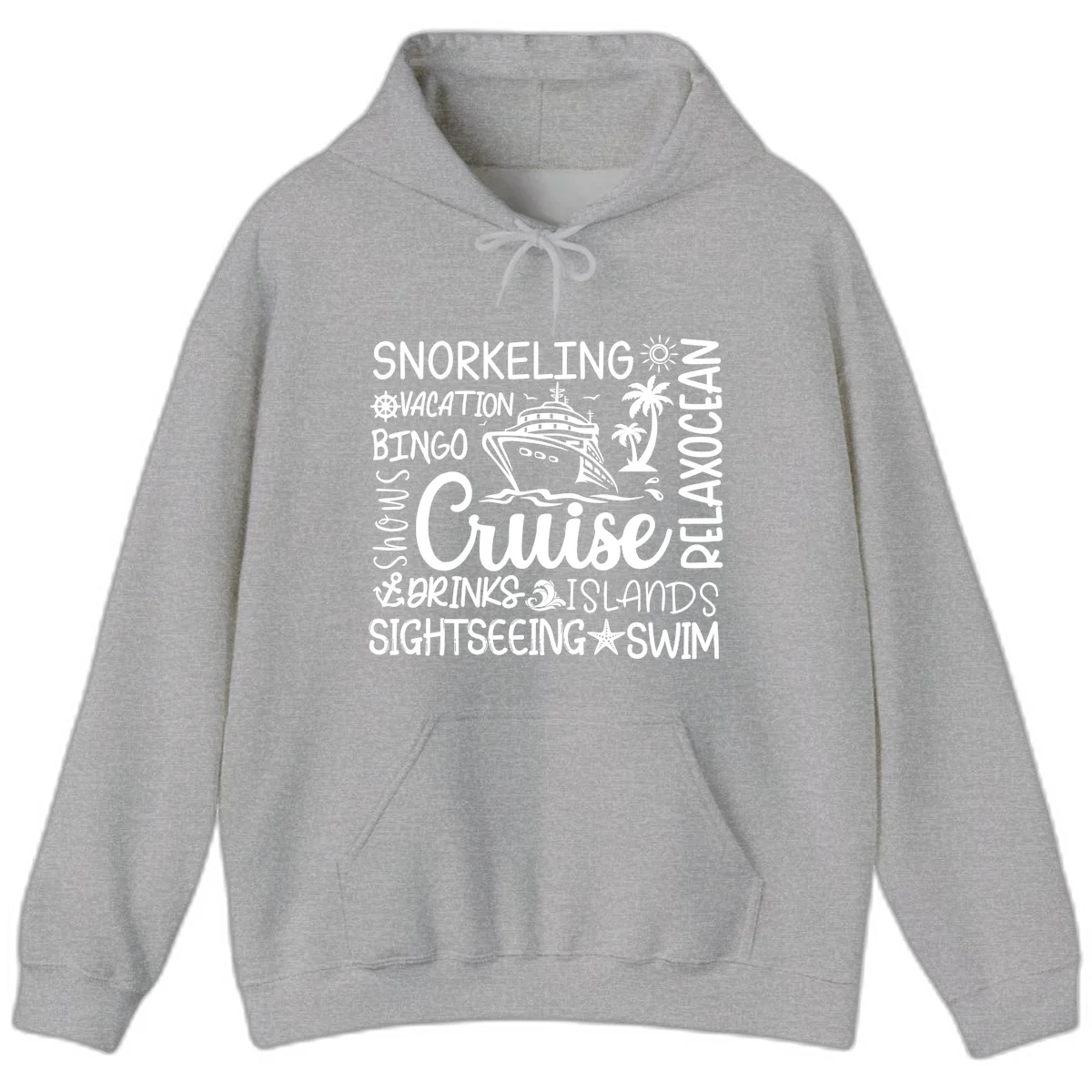 Cruise Word Cloud Vacation Hoodie in Sport Grey