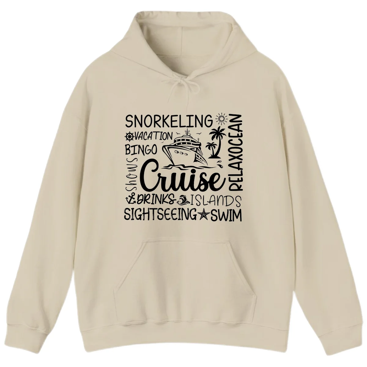 Cruise Word Cloud Vacation Hoodie in Sand