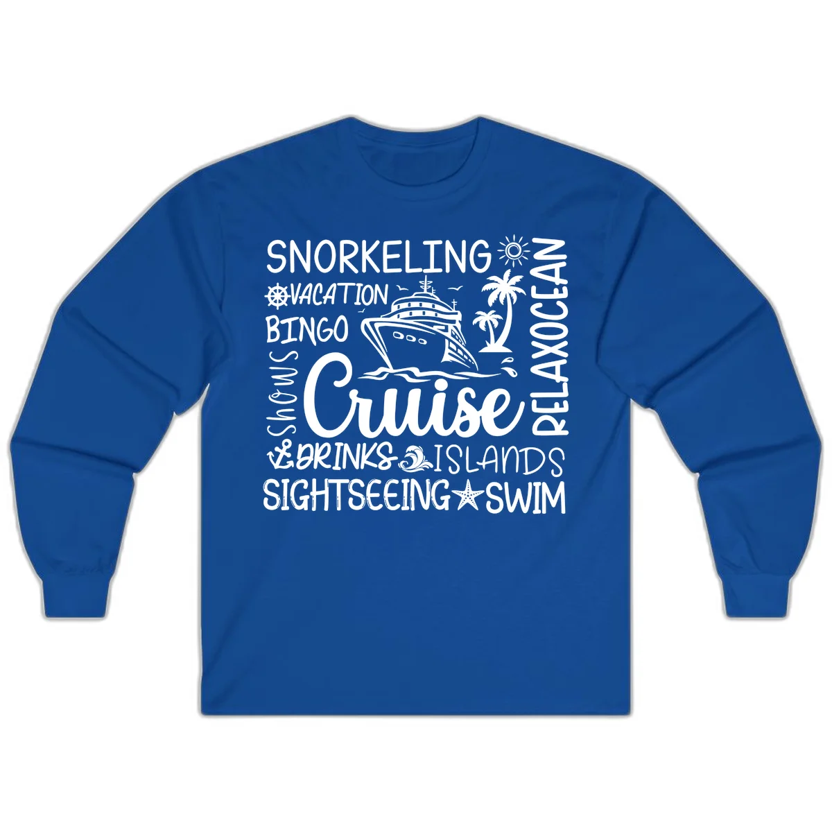 Cruise Word Cloud Vacation Long Sleeve in Royal