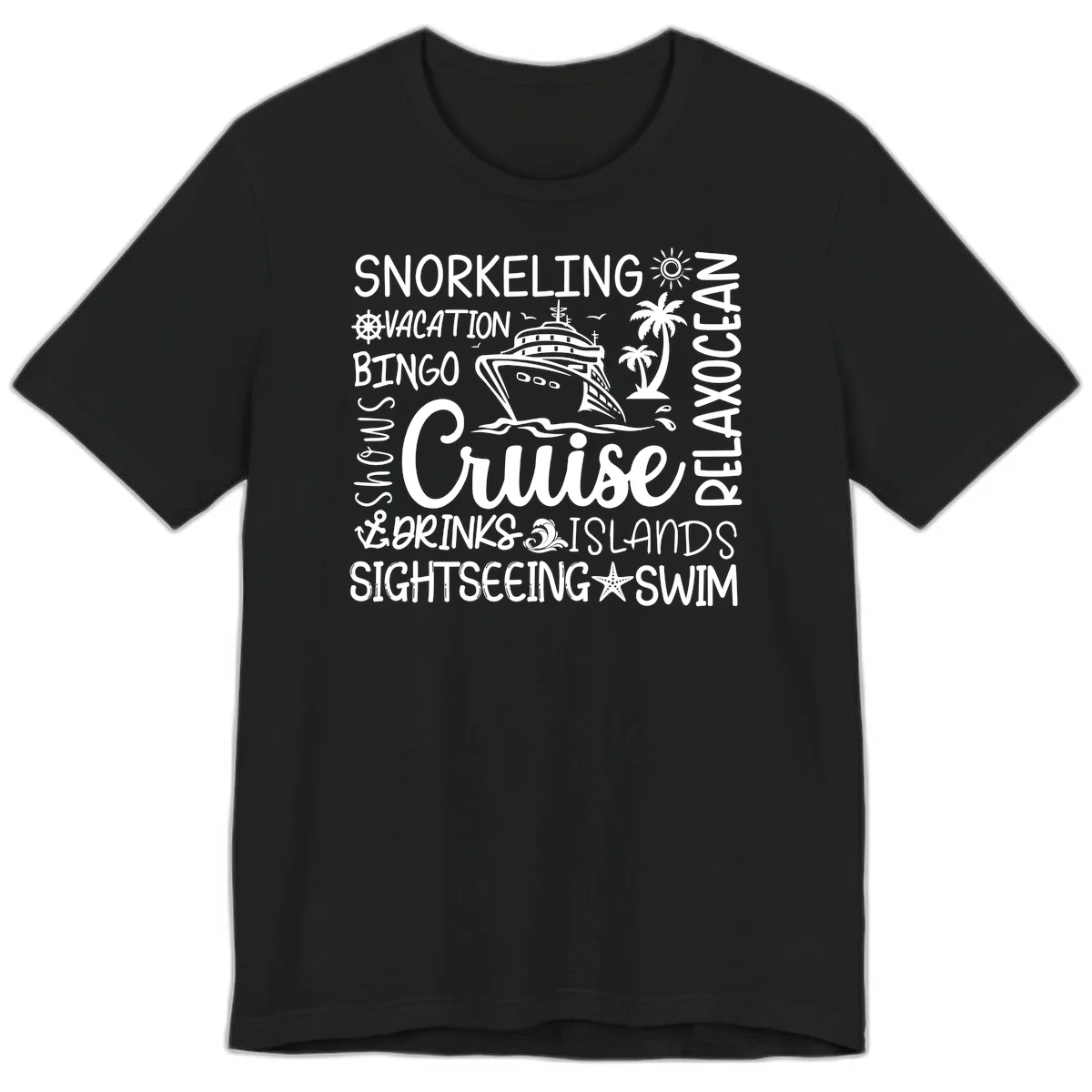 Cruise Word Cloud Vacation Premium T-Shirt in Black