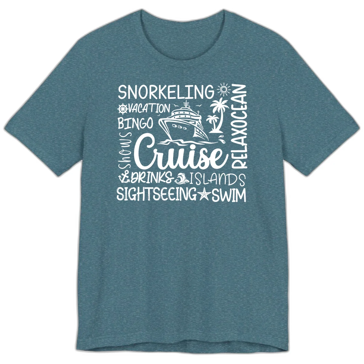 Cruise Word Cloud Vacation Premium T-Shirt in Heather Deep Teal