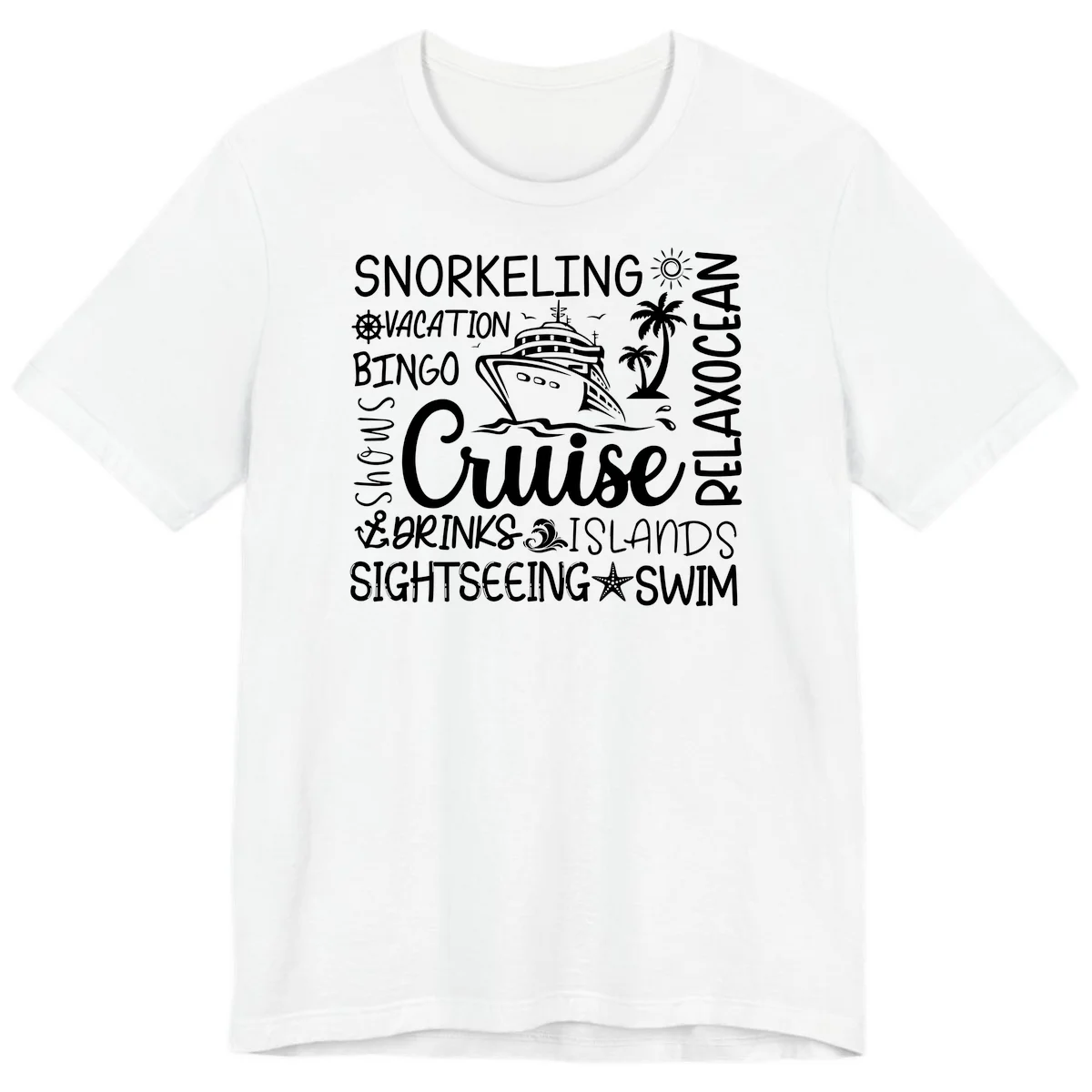 Cruise Word Cloud Vacation Premium T-Shirt in White