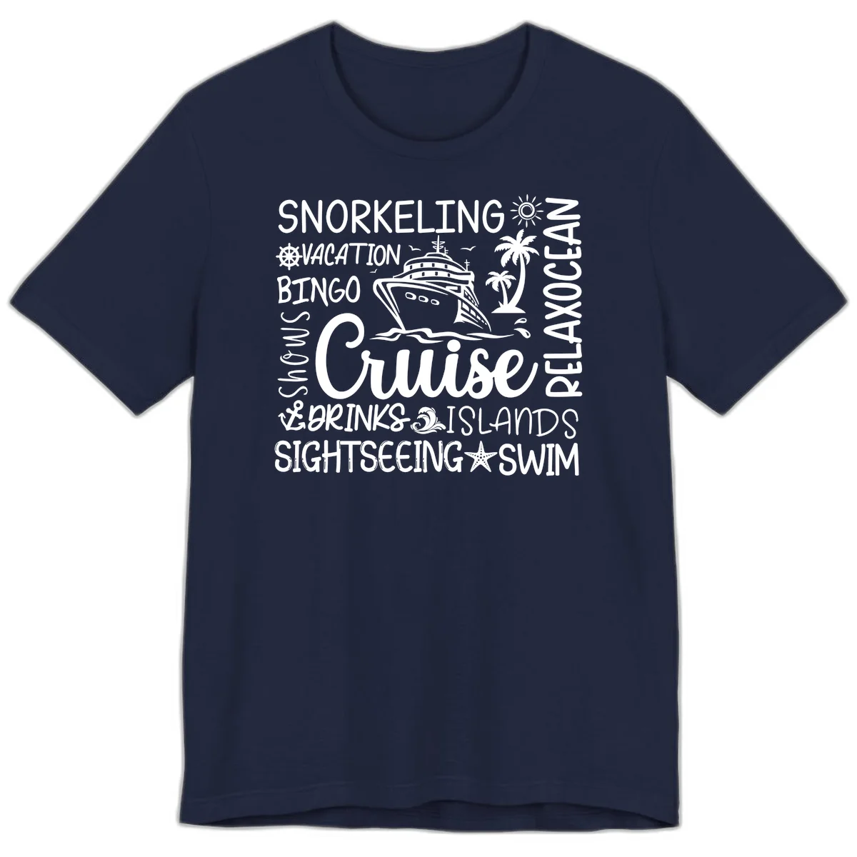 Cruise Word Cloud Vacation Premium T-Shirt in Navy