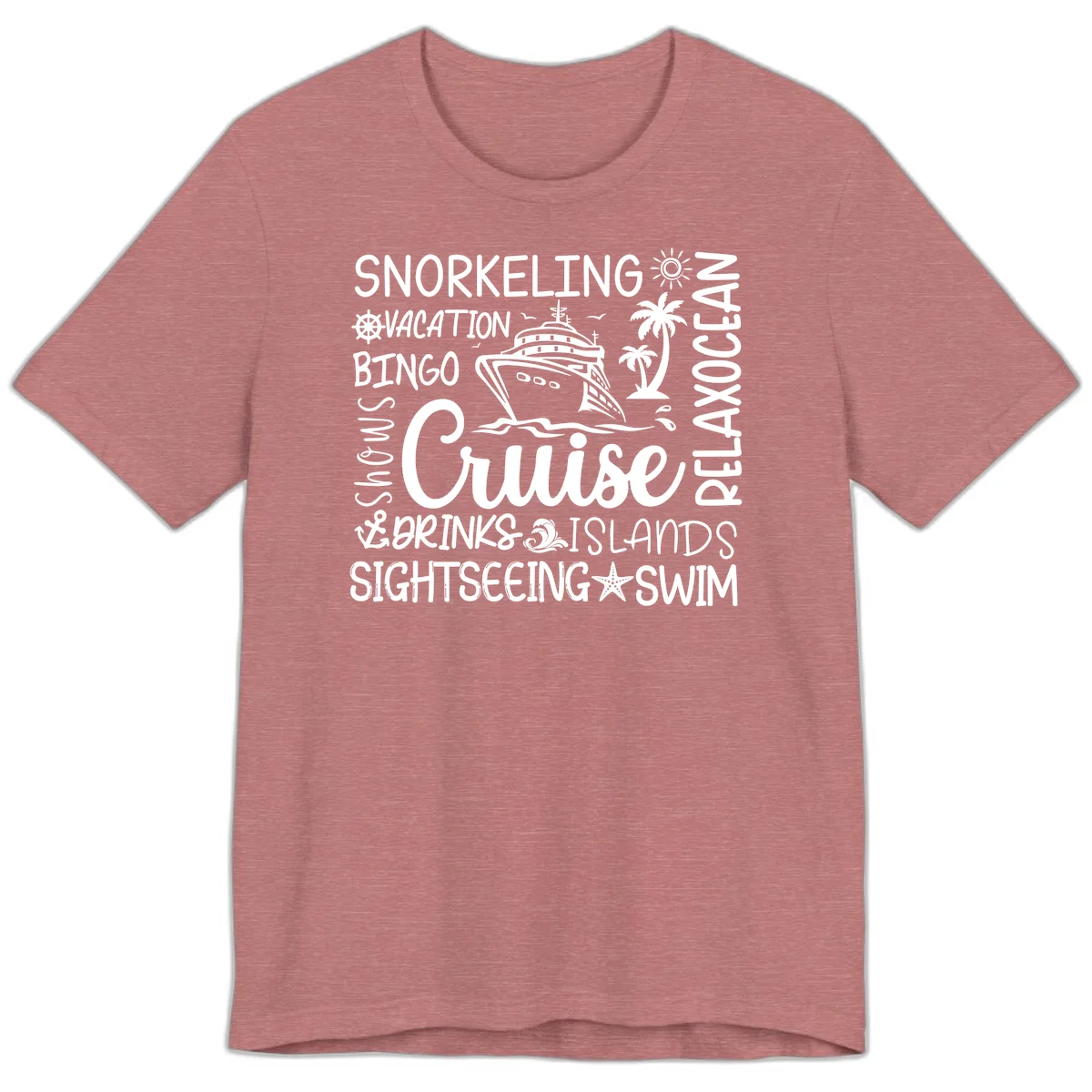 Cruise Word Cloud Vacation Premium T-Shirt in Heather Mauve