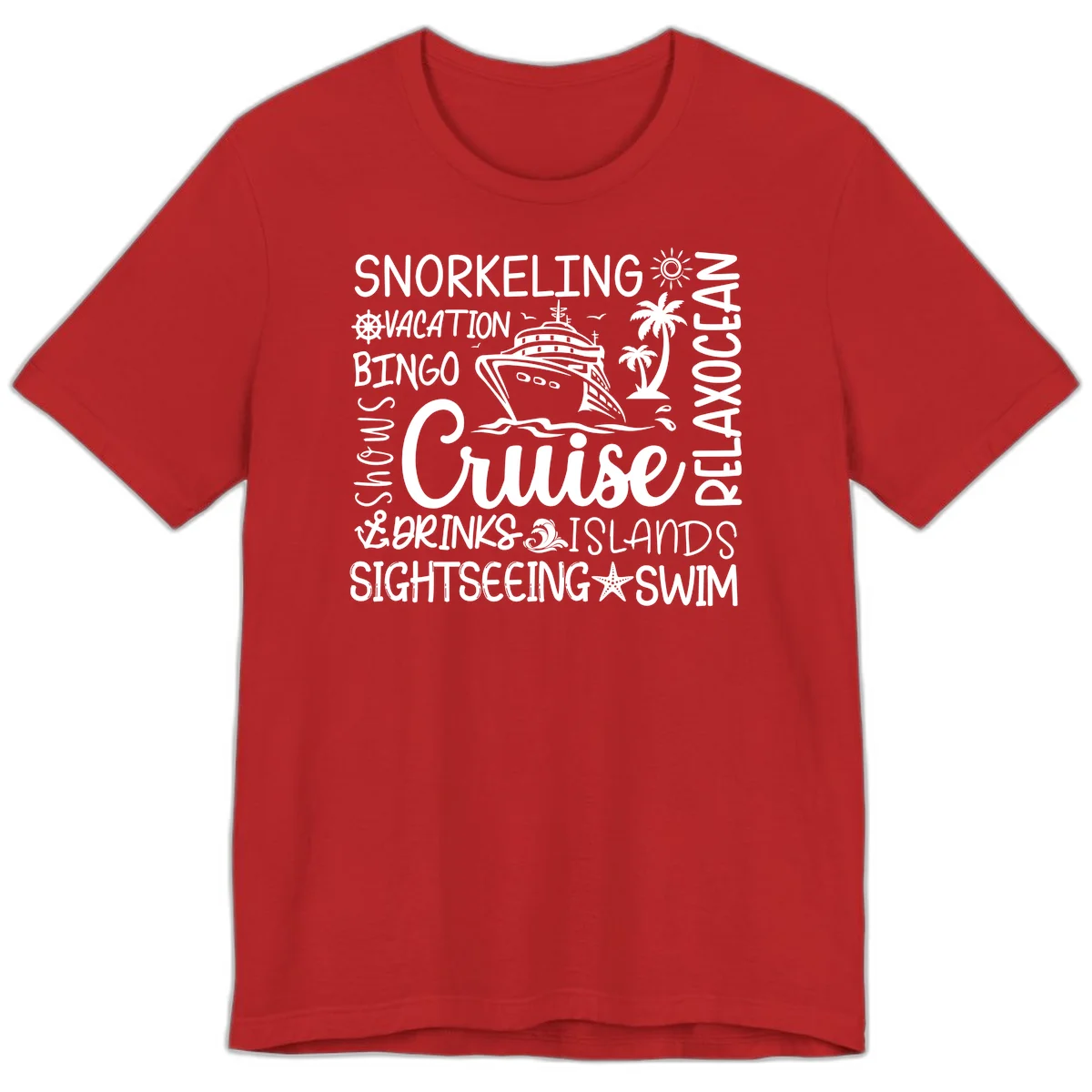 Cruise Word Cloud Vacation Premium T-Shirt in Red