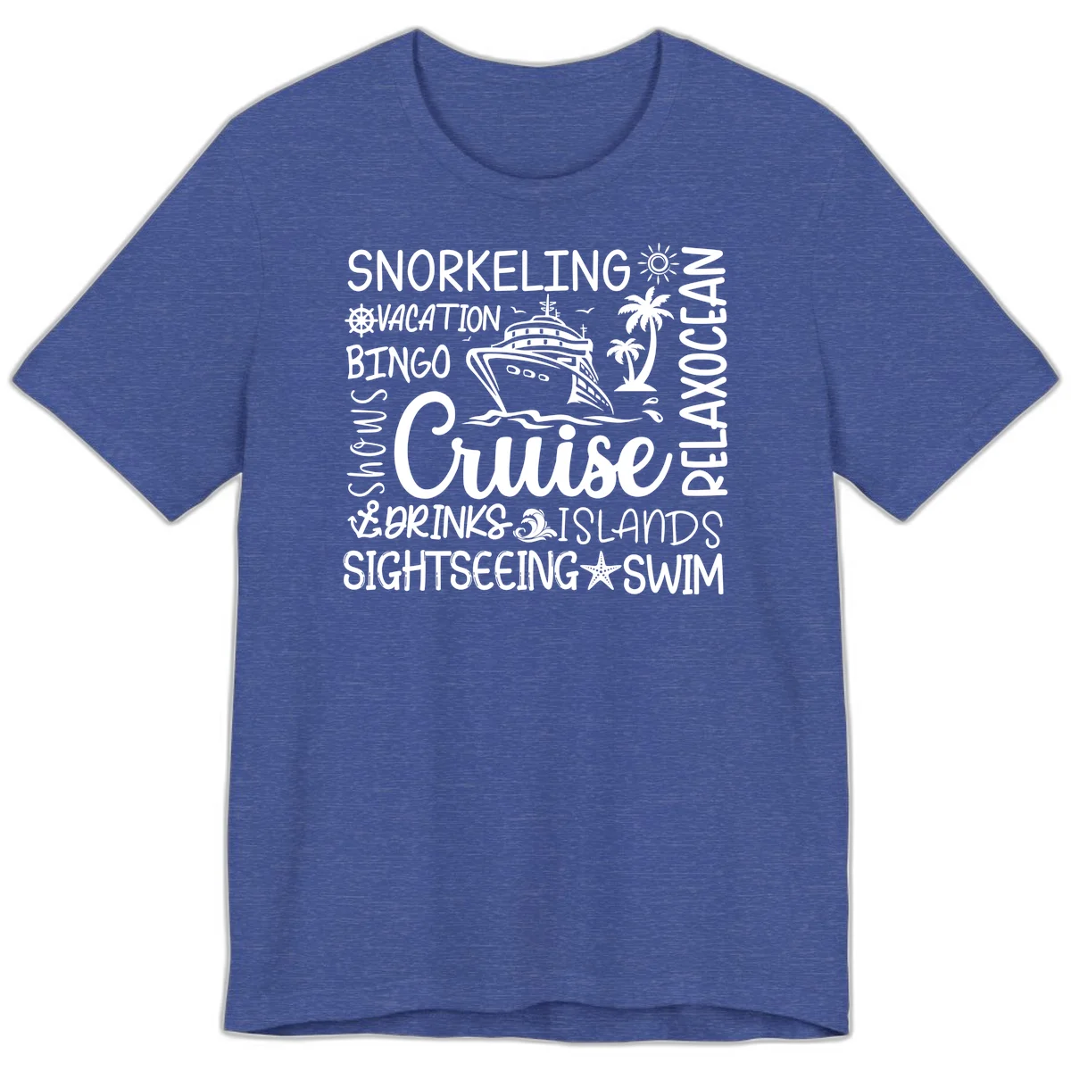 Cruise Word Cloud Vacation Premium T-Shirt in Heather True Royal