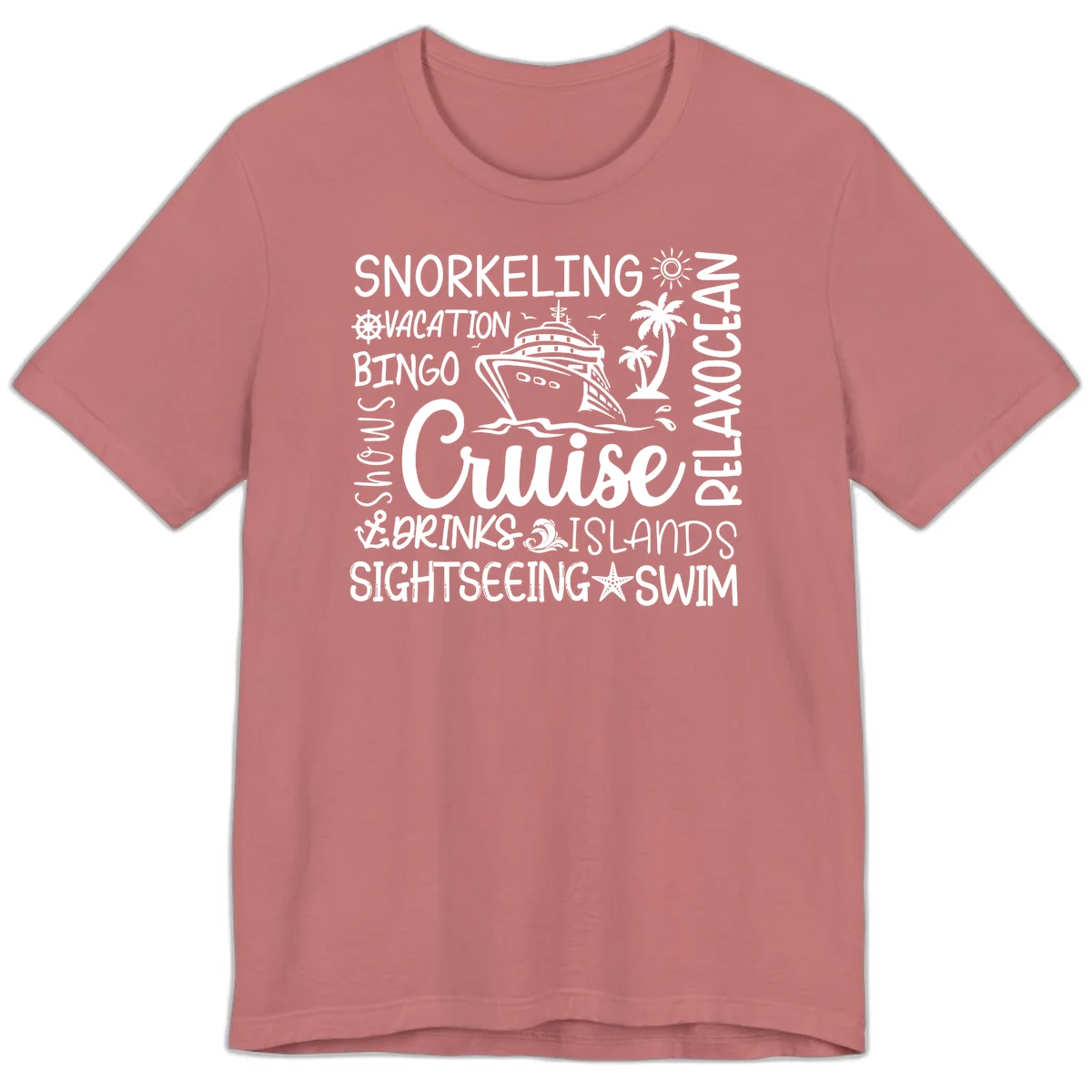 Cruise Word Cloud Vacation Premium T-Shirt in Mauve