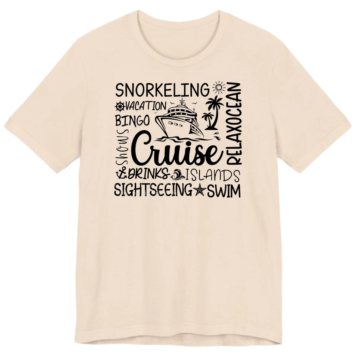 Cruise Word Cloud Vacation Premium T-Shirt in Soft Cream