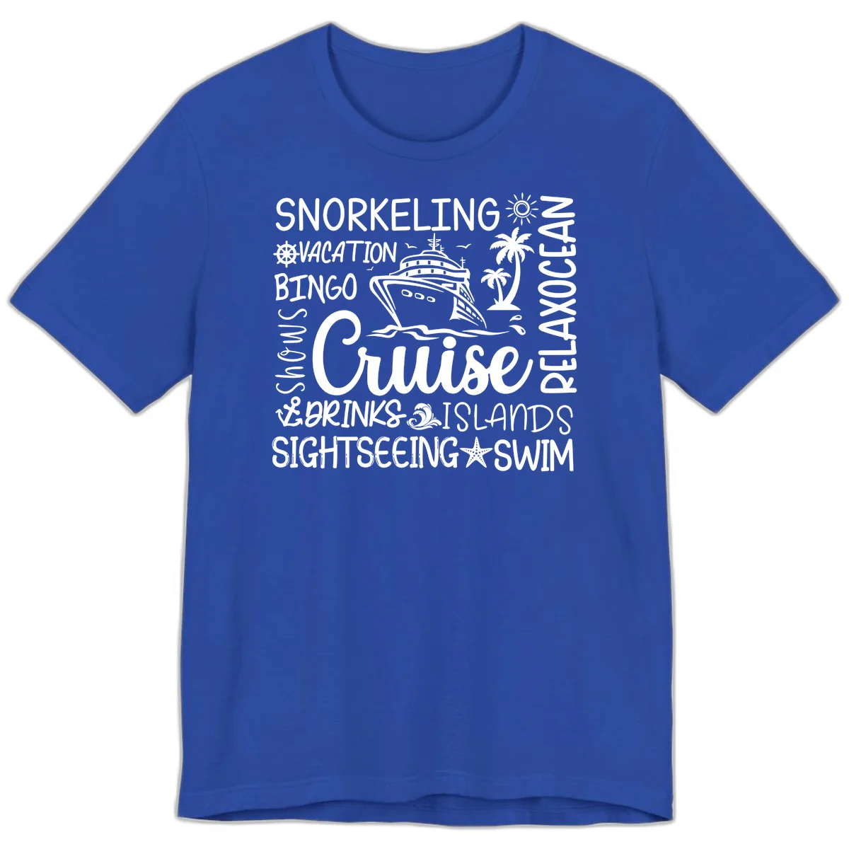 Cruise Word Cloud Vacation Premium T-Shirt in True Royal