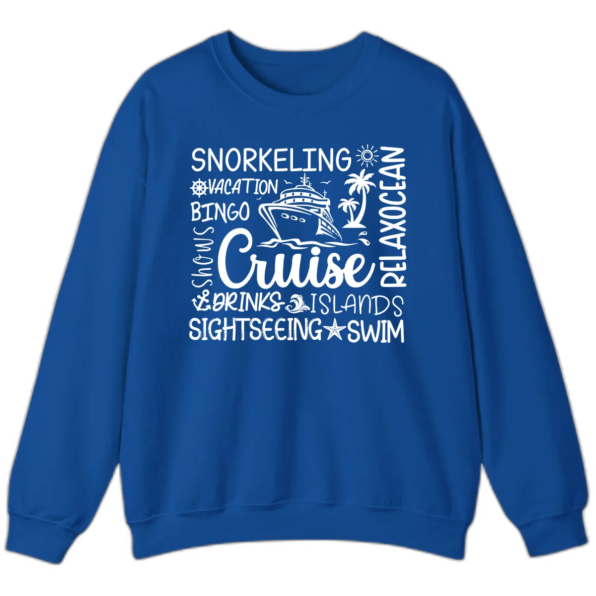 Cruise Word Cloud Vacation Sweatshirt in Royal