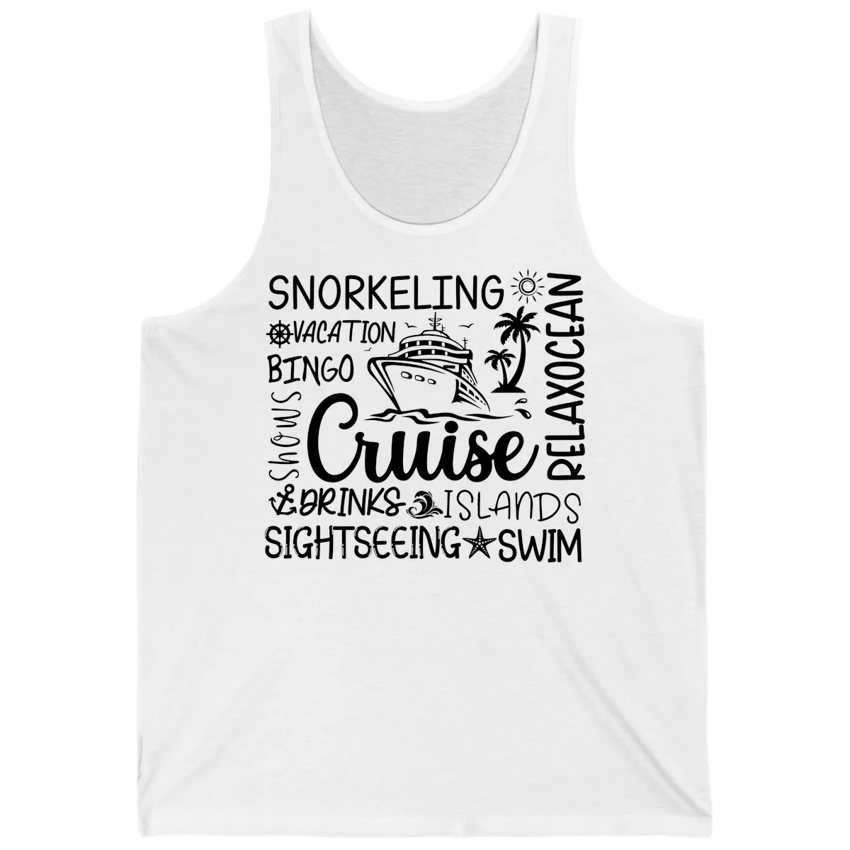 Cruise Word Cloud Vacation Tank in White