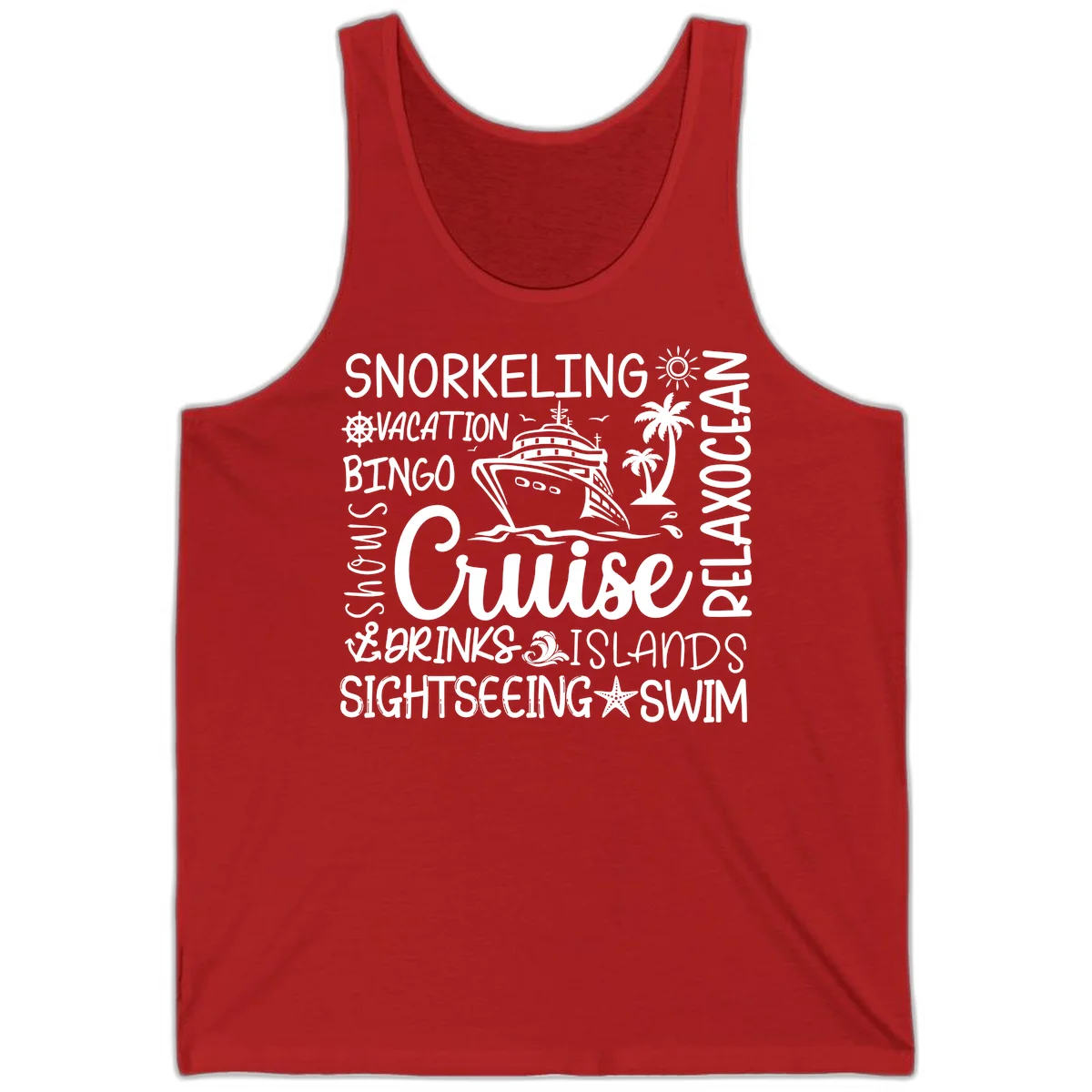 Cruise Word Cloud Vacation Tank in Red