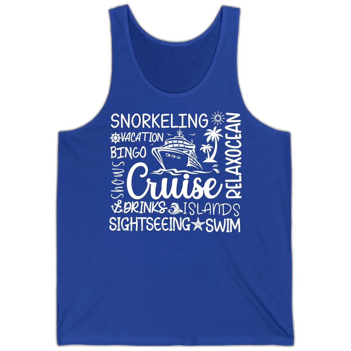 Cruise Word Cloud Vacation Tank in True Royal