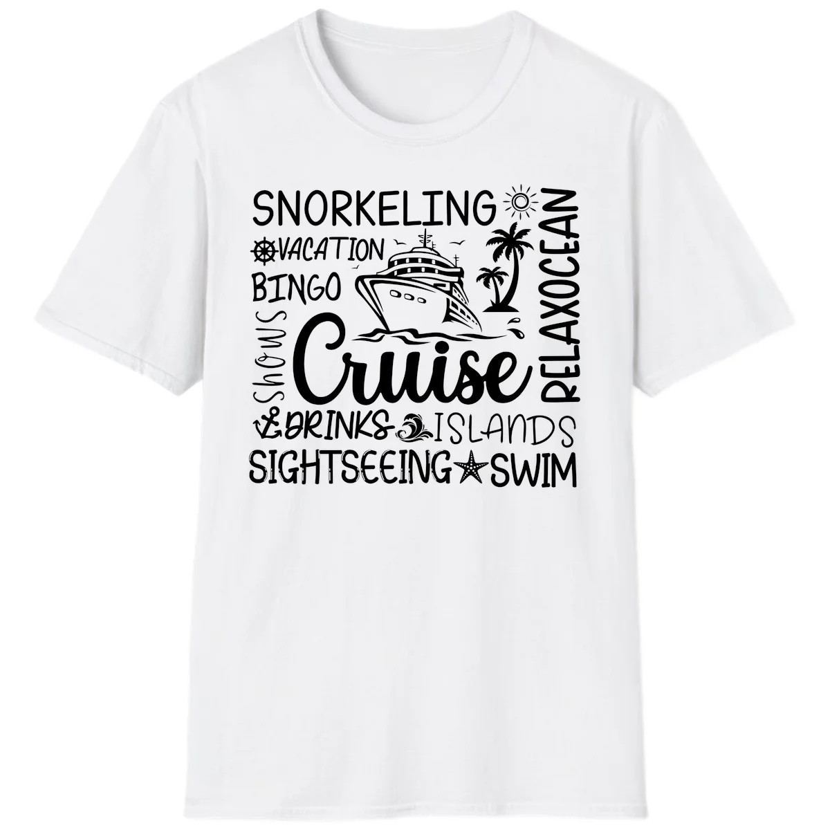 Cruise Word Cloud Vacation T-Shirt in White