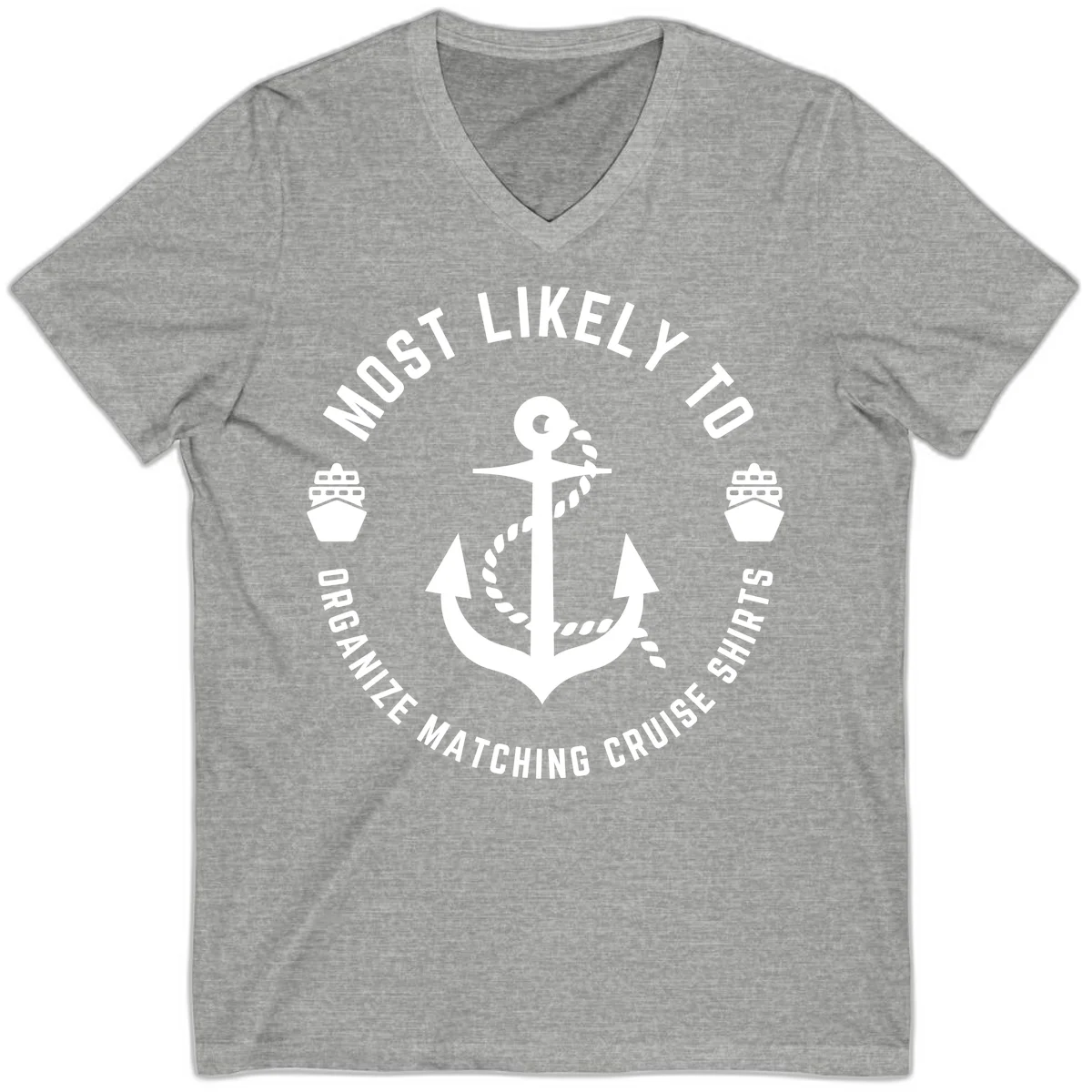 Most Likely To Organize Matching Cruise Shirts V-Neck in Athletic Heather