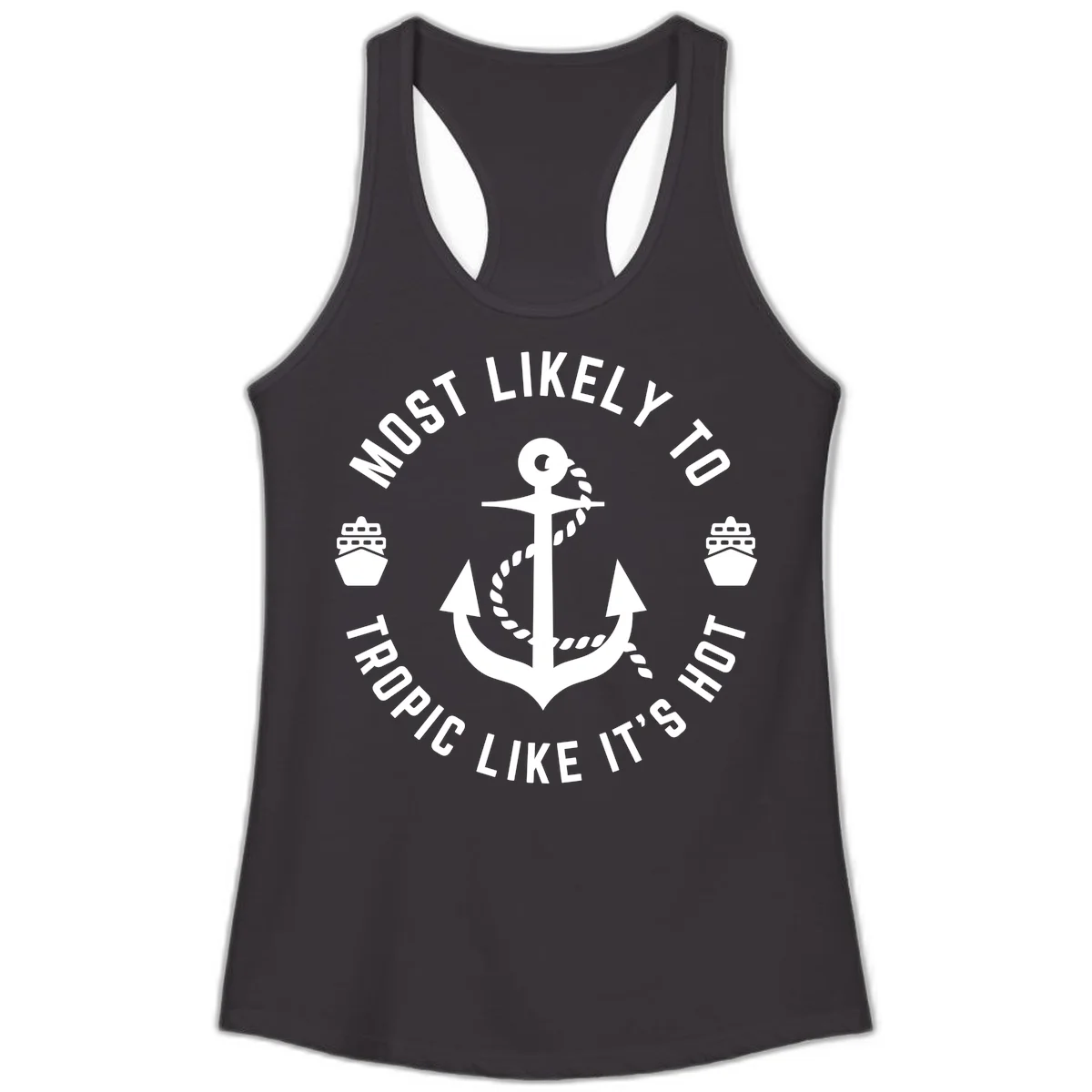 Most Likely To Tropical Like It's Hot Ladies Tank Top in Black
