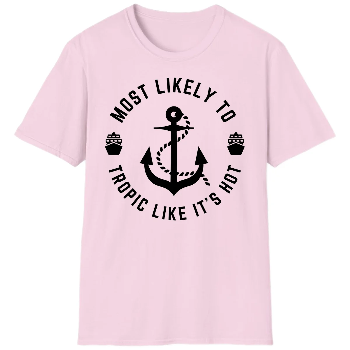 Most Likely To Tropical Like It's Hot T-Shirt in Light Pink