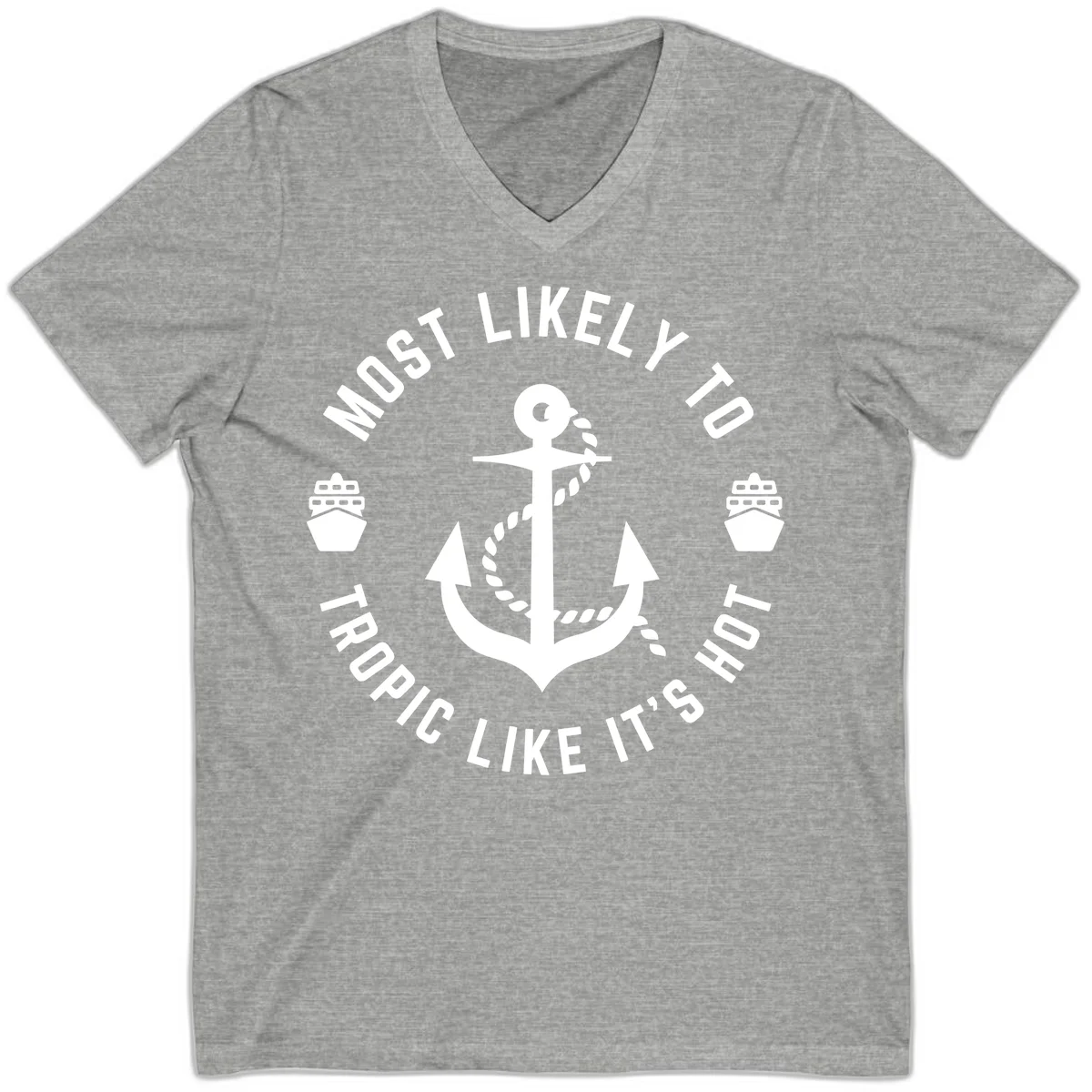 Most Likely To Tropical Like It's Hot V-Neck T-Shirt in Athletic Heather