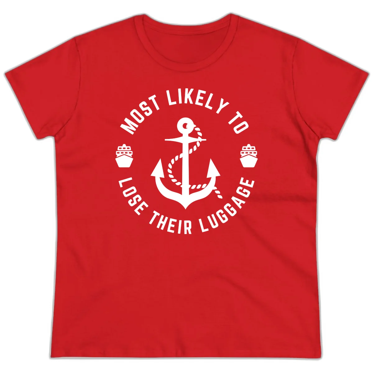 Most Likely To Lose Their Luggage Ladies Tee in Red