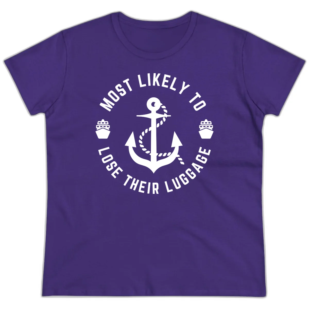 Most Likely To Lose Their Luggage Ladies Tee in Purple