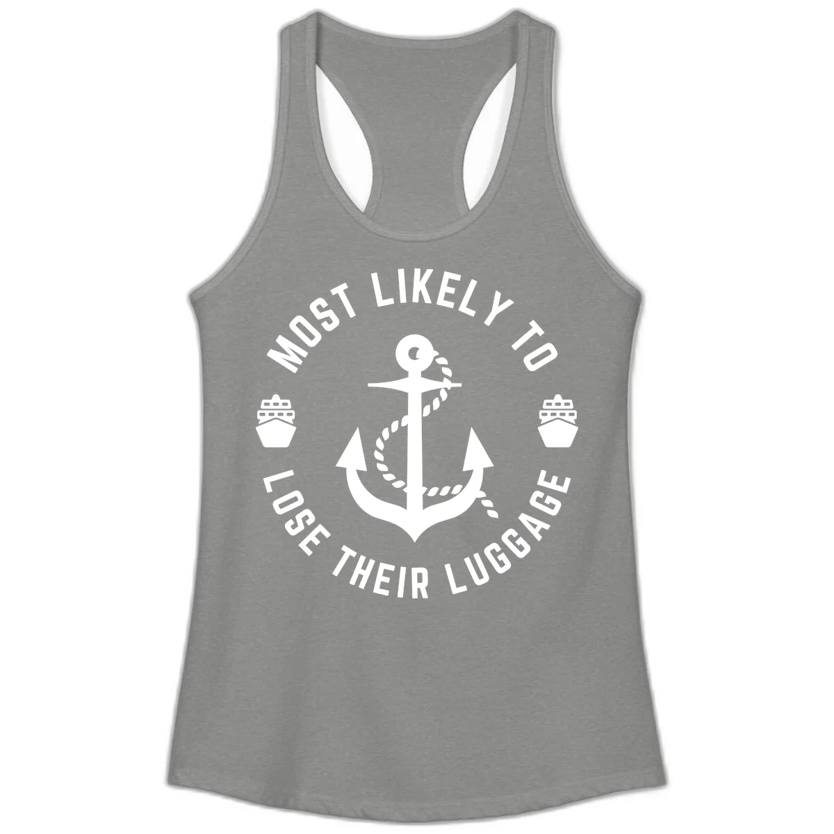 Most Likely To Lose Their Luggage Ladies Tank Top in Heather Grey