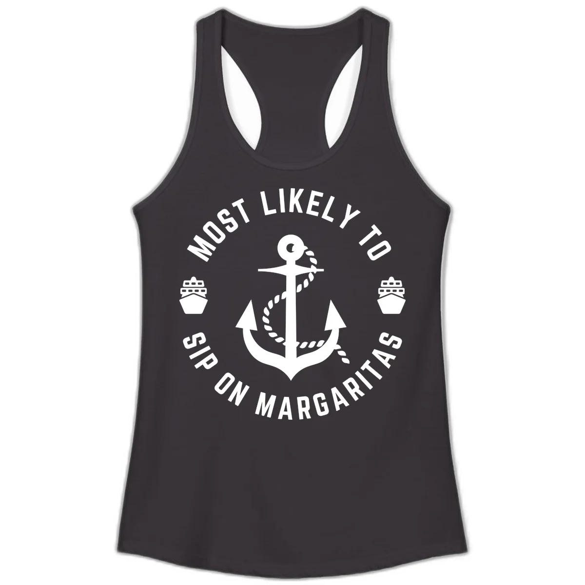 Most Likely To Ship On Margaritas Ladies Tank in Black